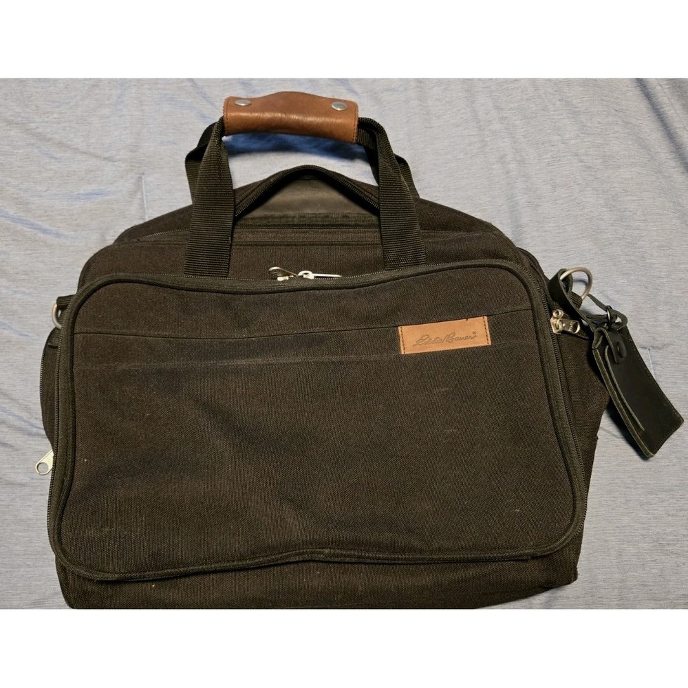 Vintage Eddie Bauer Executive Travel Briefcase Laptop Bag Leather Trim YKK